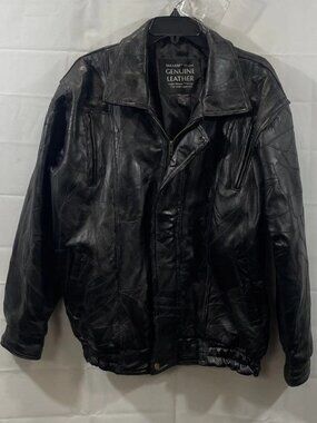 Vintage Y2K Maxam Black Italian Mosaic Lambskin Leather Jacket Men's Size Medium
